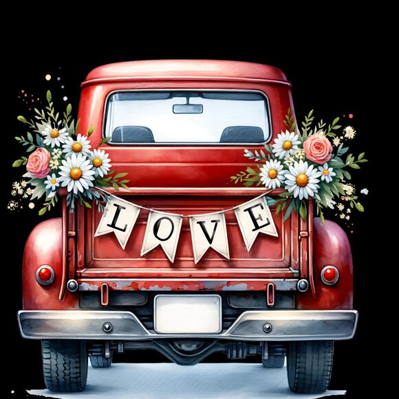 Red Truck Kitchen Towel Set, Floral Dish Towels, Couples Towel Set - Picture 4 of 10